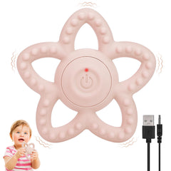 BOBOKA vibrating sensory chew toy pink close-up promotes calming play during teething