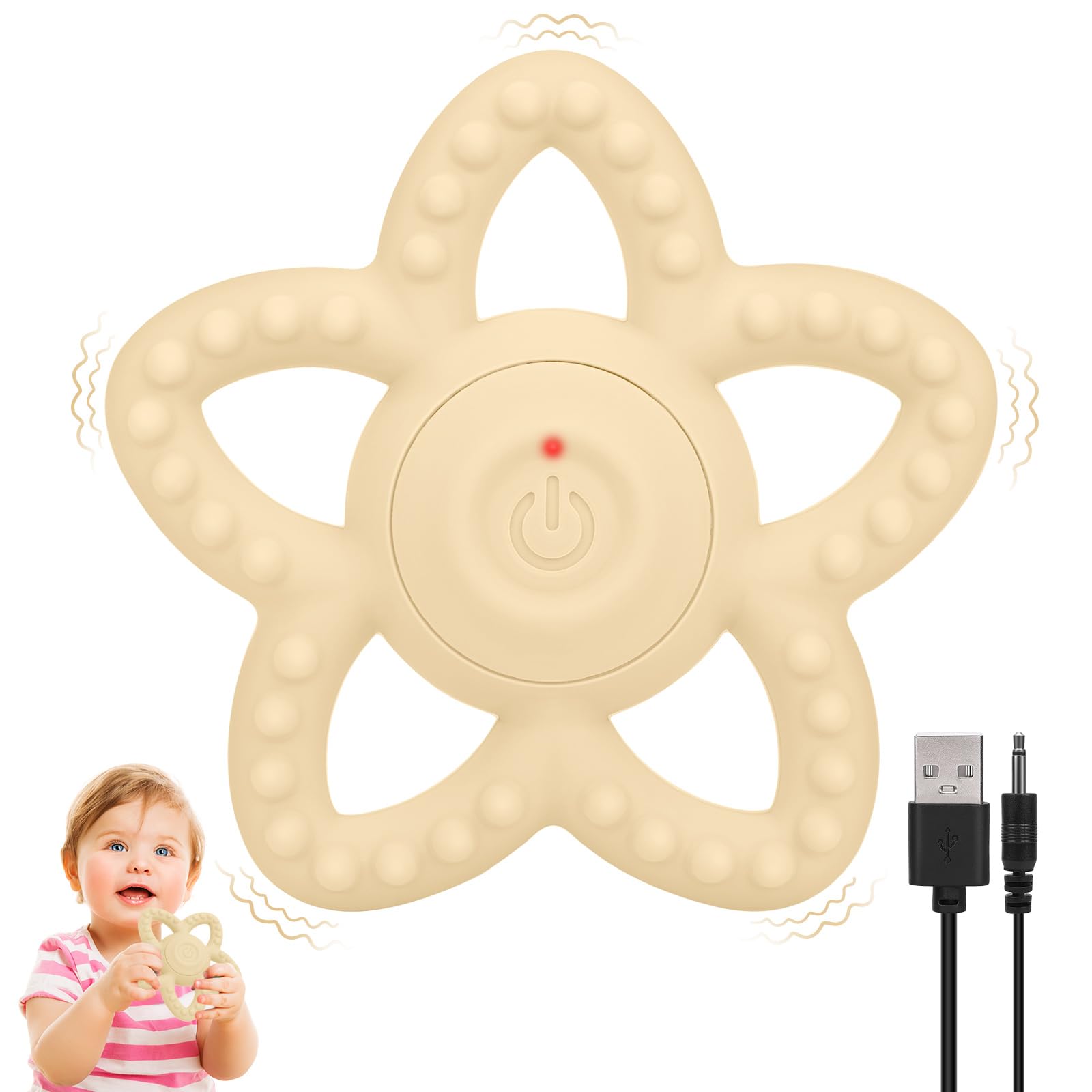 BOBOKA vibrating sensory chew toy pink front view encourages playful exploration and safe chewing