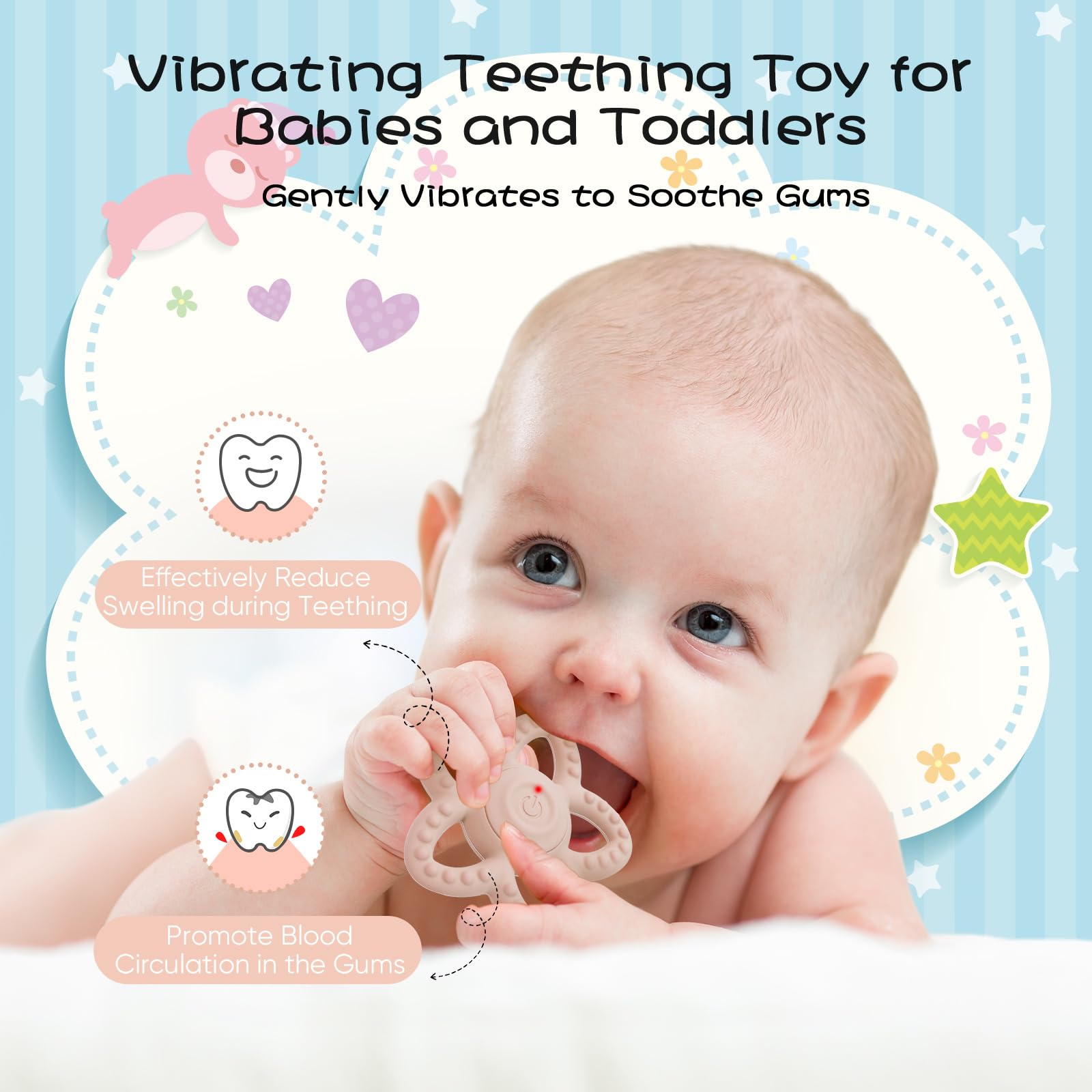 BOBOKA vibrating sensory chew toy yellow close-up provides gentle stimulation for soothing moments