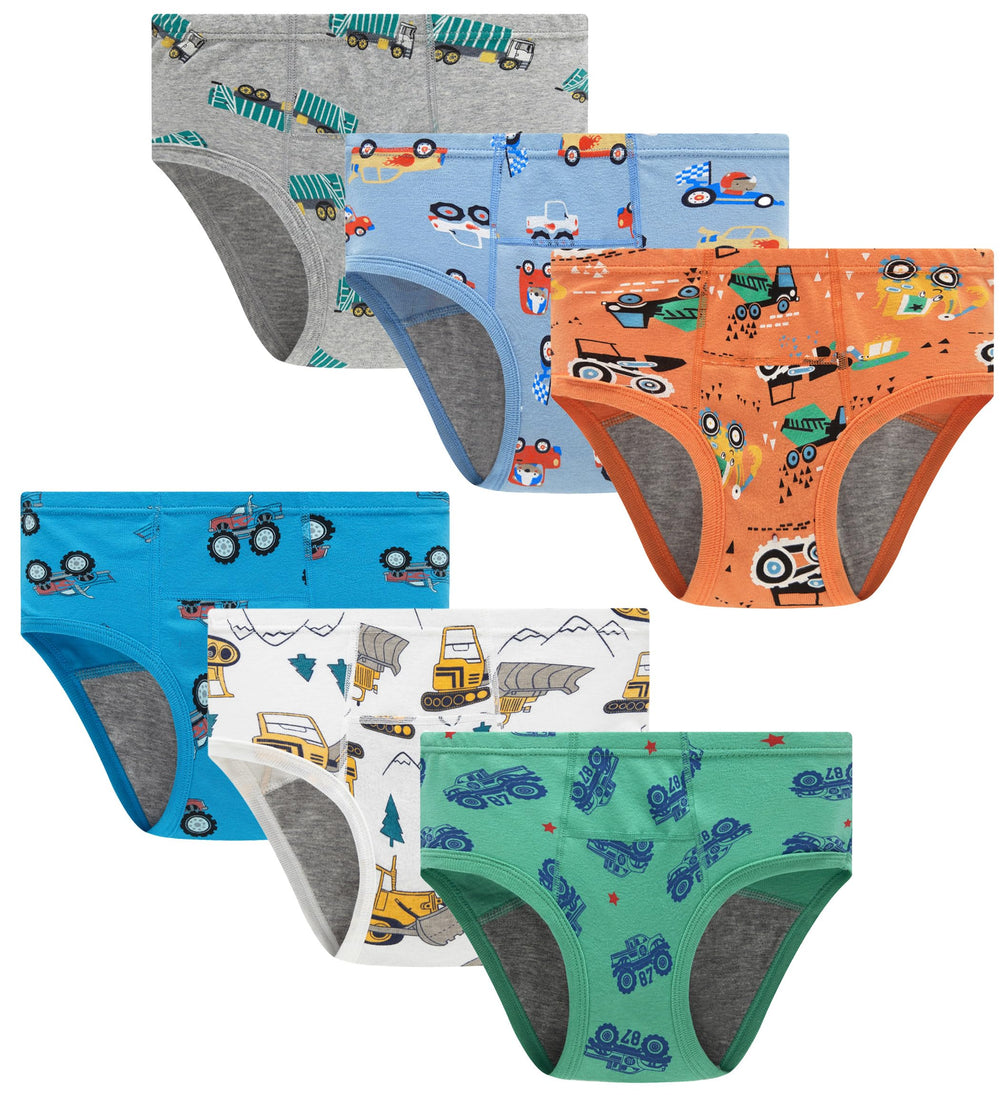 Boboking boys training underwear truck print front view highlighting soft cotton and all-day comfort