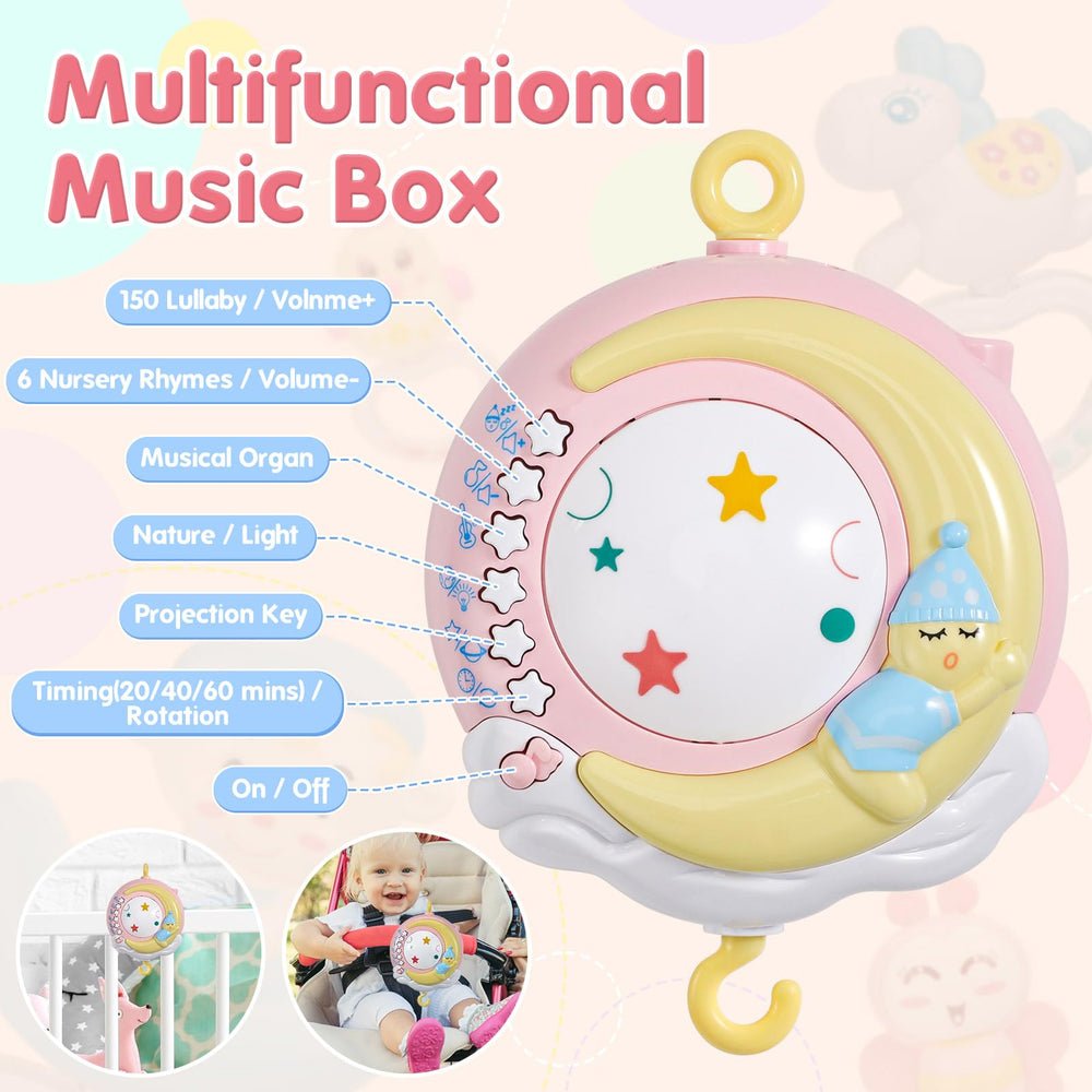 BOBXIN take-along mobile clip is portable for cribs, strollers, and play yards.