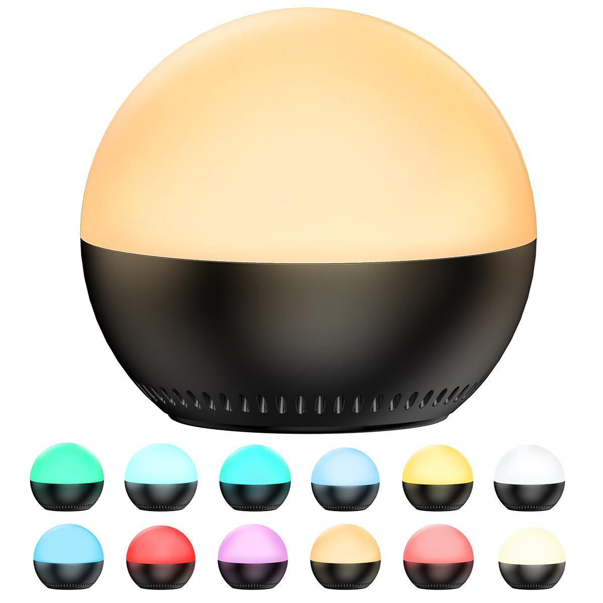 BodyHush portable sound machine and night light shown from front view for restful sleep.