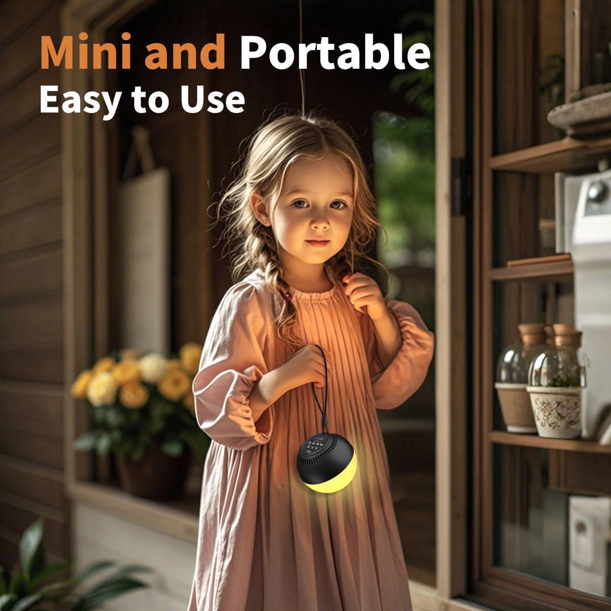 BodyHush device displaying 12 color night lights and brightness controls for nursery ambiance.