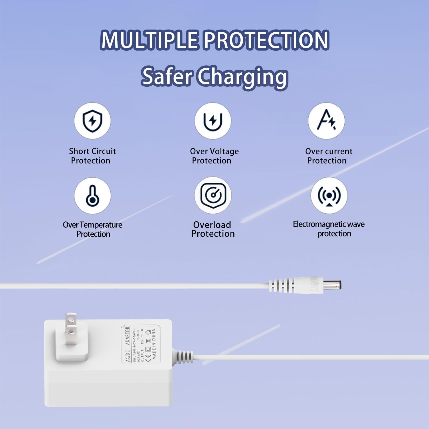BOEEA power cord features a 6.5 ft cable for flexible placement