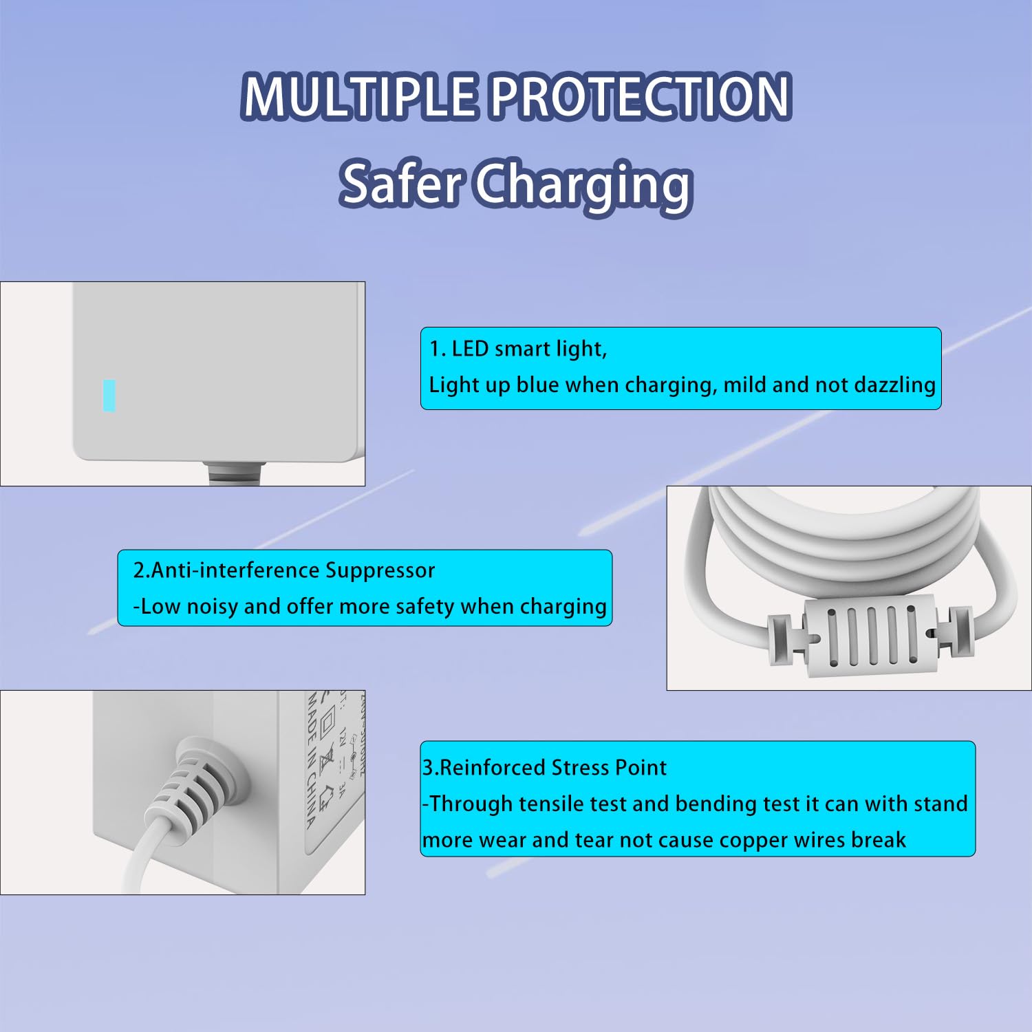 BOEEA power cord safety features guard against overload and short circuit