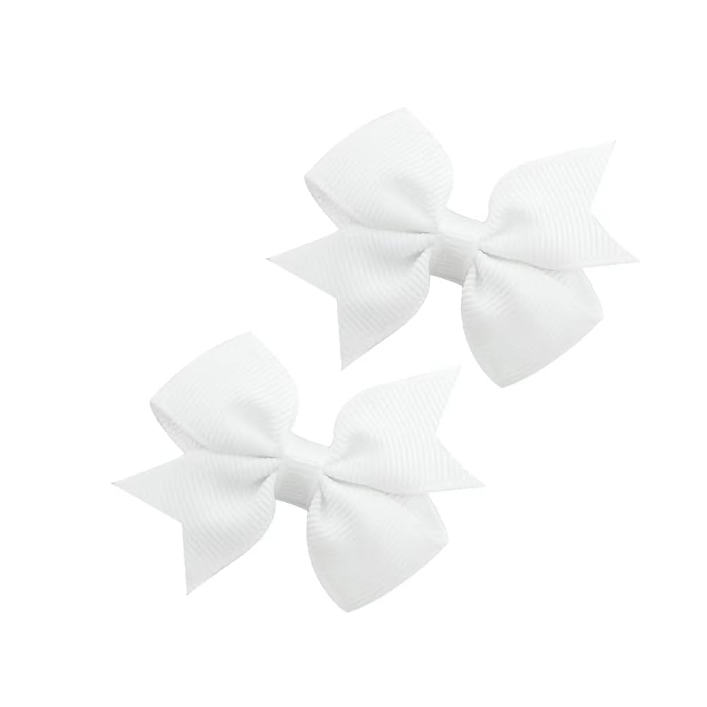 BOENBE LOVED baby hair bows white close-up showing secure non-slip clip for active toddlers