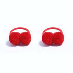 BOENBE LOVED red pom pom hair ties for gentle baby ponytails