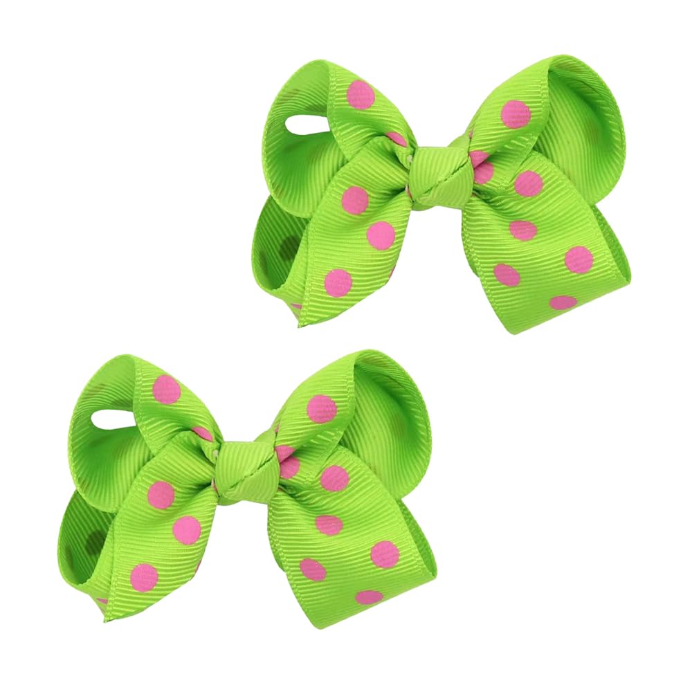 BOENBE LOVED grosgrain polka dot bow green 2.9 inch demonstrates durable shape retention