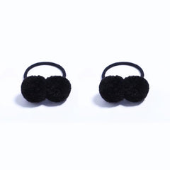 BOENBE LOVED pom ball hair tie black close-up shows soft fluffy texture for gentle hold