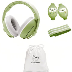 BOENFU Baby Ear Defender on a baby's head provides gentle hearing protection for noisy environments.