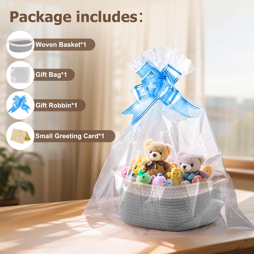 Boensi small woven basket gift bag ribbon showcases ready-to-gift presentation.