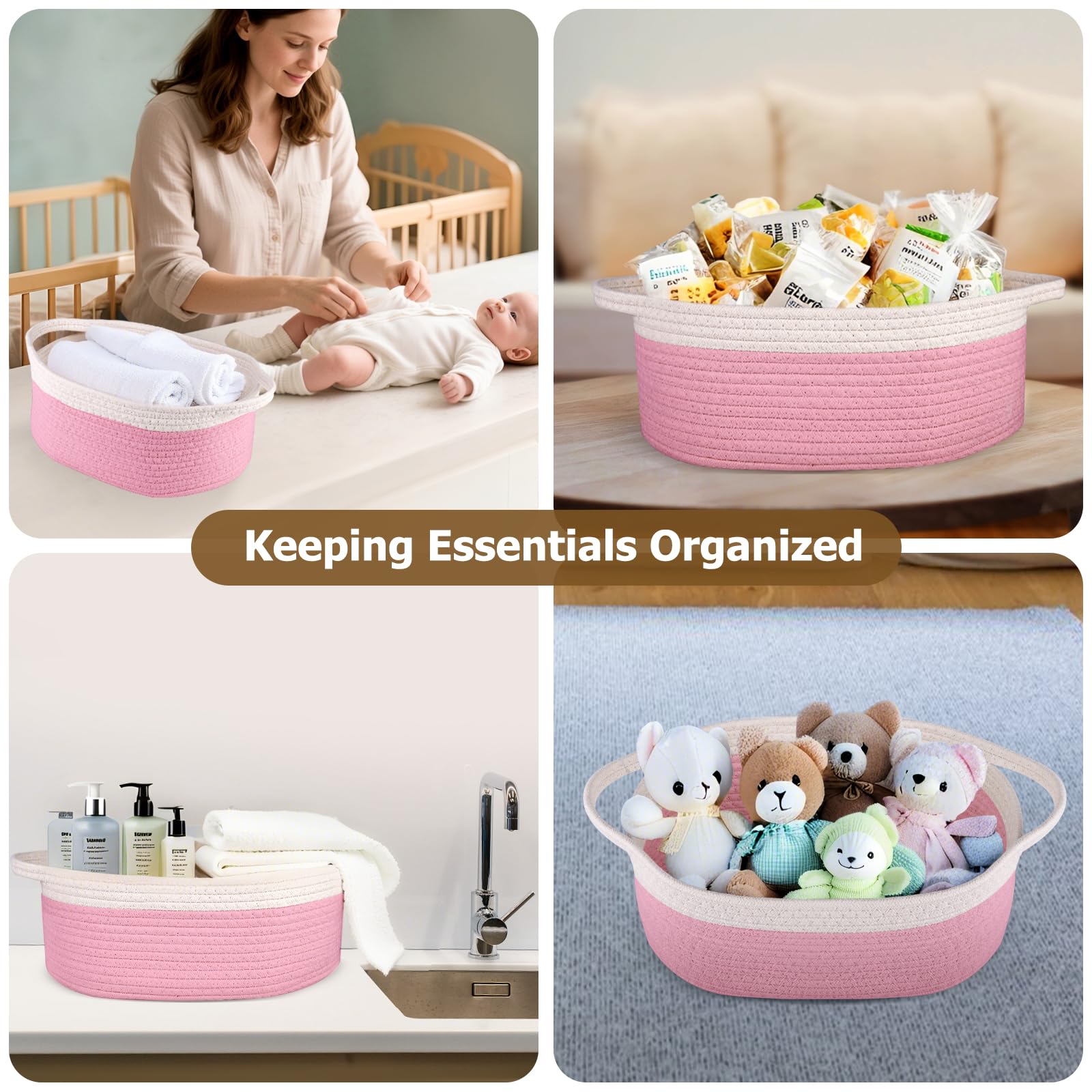 Boensi toy basket holding dog toys for tidy play area.