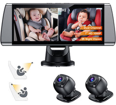 BOEYOS baby car camera shows two-kids backseat view for monitoring