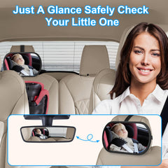 BOEYOS baby car mirror rotated 360 degrees demonstrates full visibility from multiple angles.