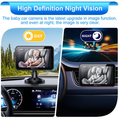 BOEYOS baby car mirror 360-rotation lets you adjust camera angles.