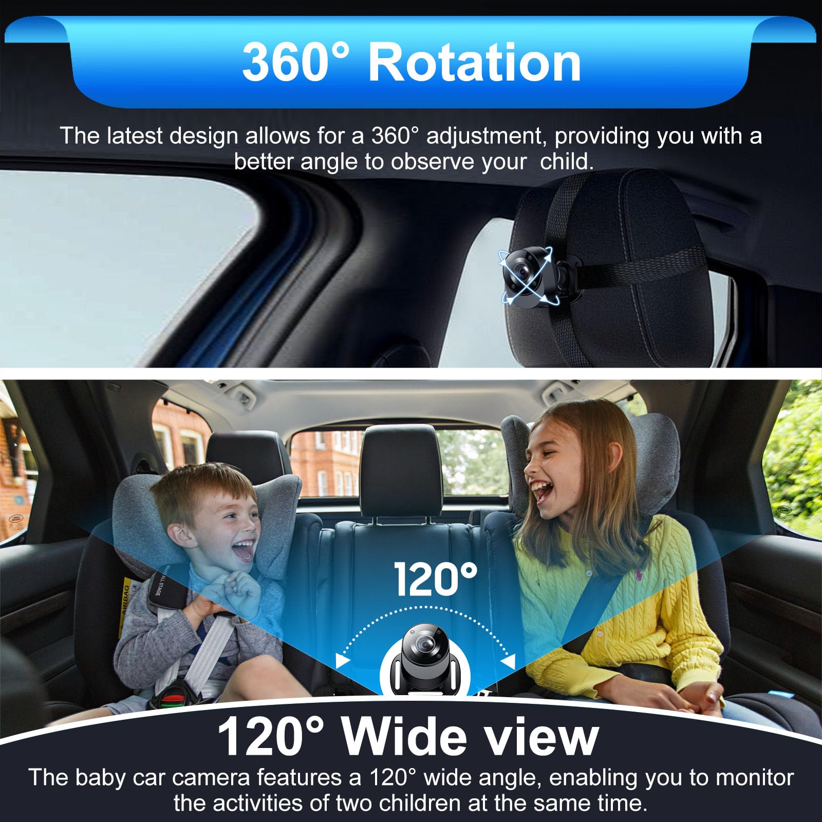 BOEYOS baby car mirror night vision provides clear nighttime monitoring.