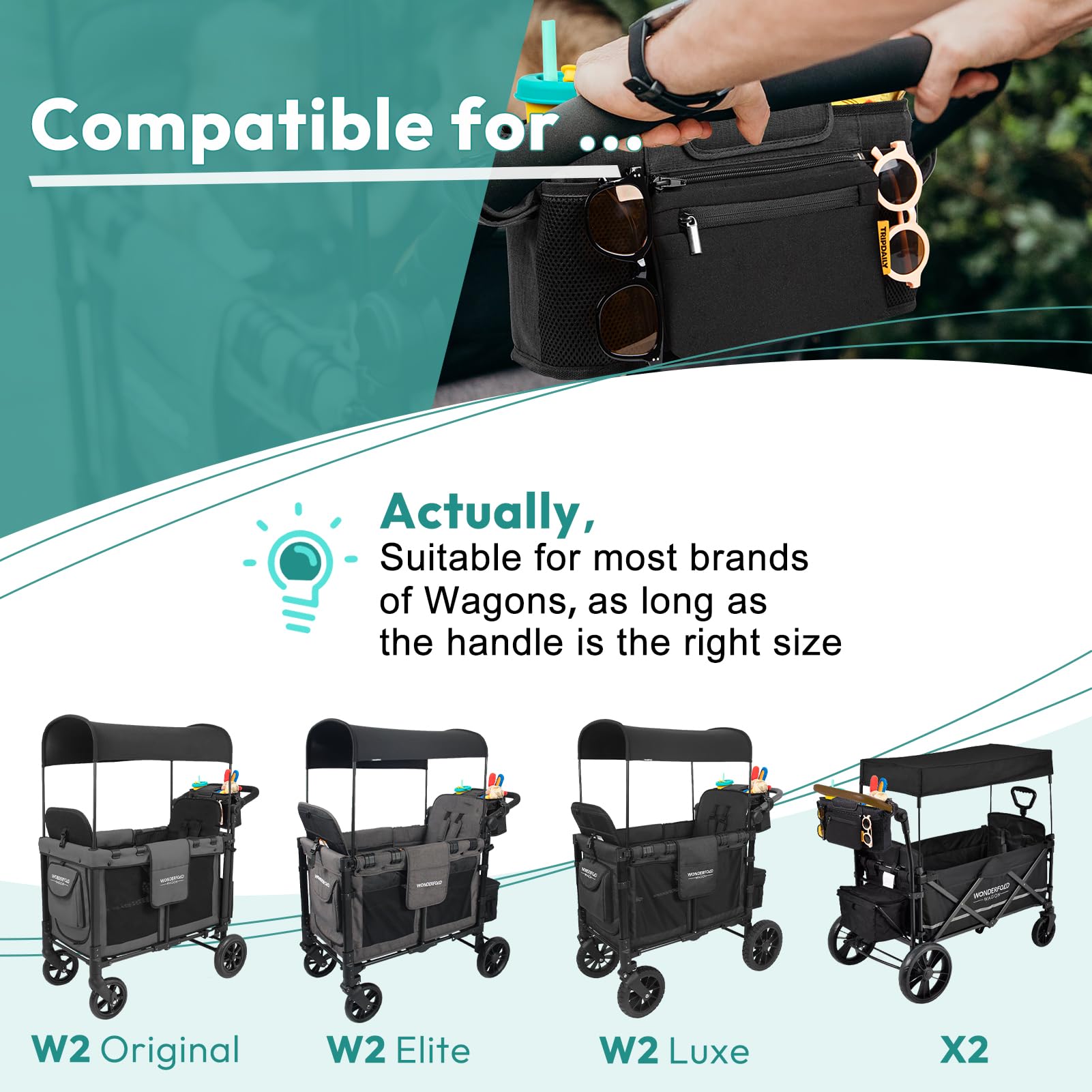 Boffinby easy-install wrap-around console demonstrates quick setup on a stroller handle