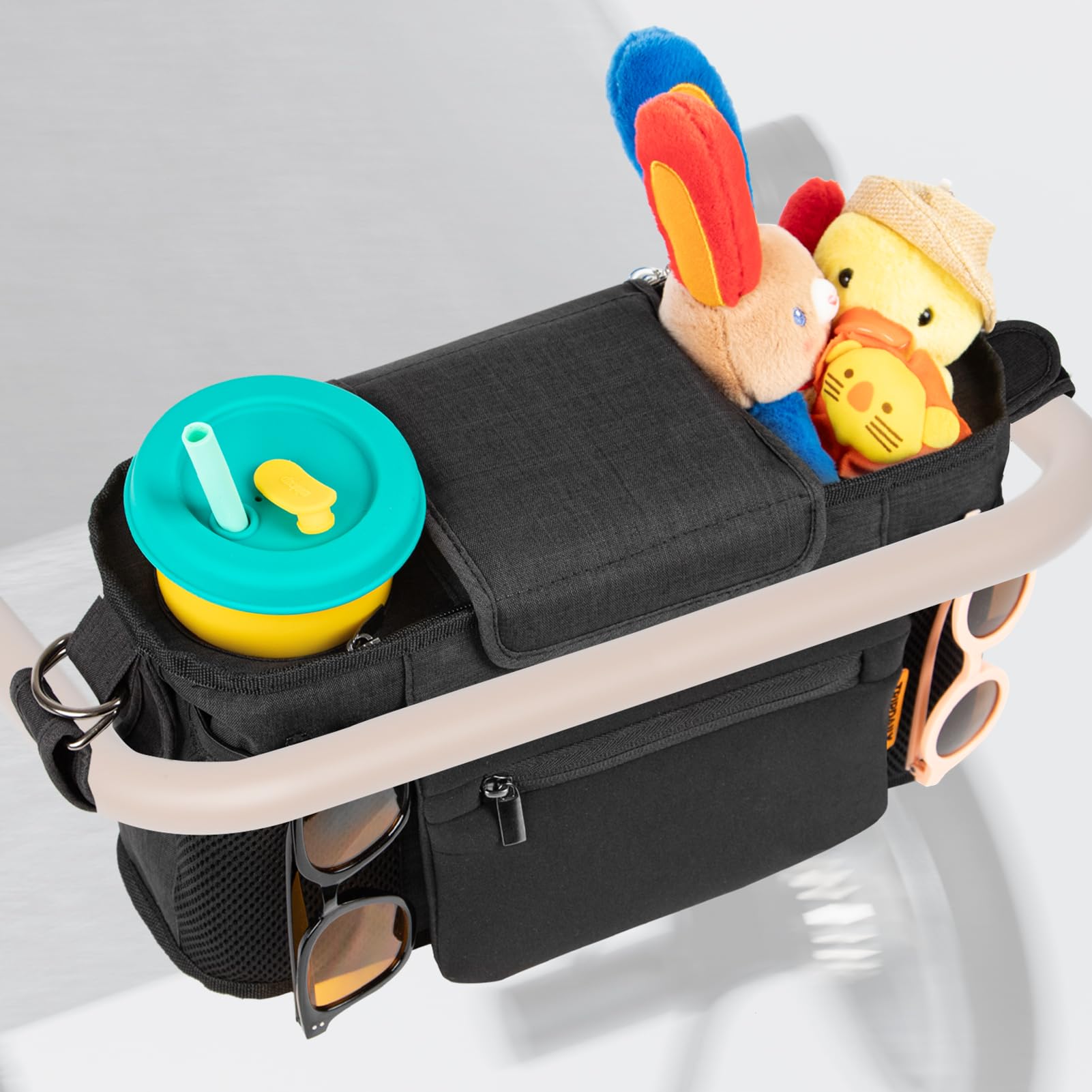 Boffinby removable strap enables carrying beyond the stroller