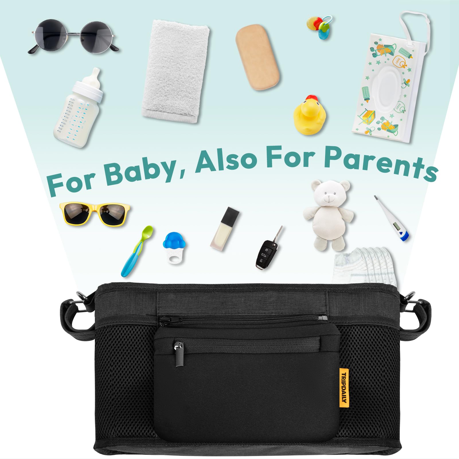 Boffinby diaper pocket with lid and wipes pocket for on-the-go care