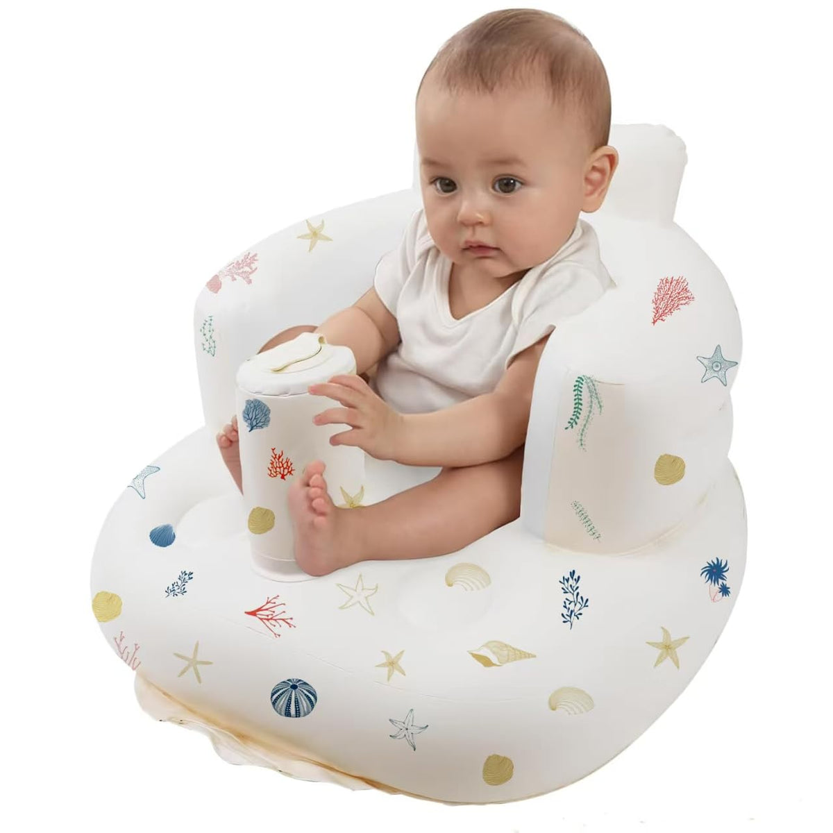 BOHEMIABY inflatable baby seat with ergonomic design for 3-36 months, indoors or outdoors.