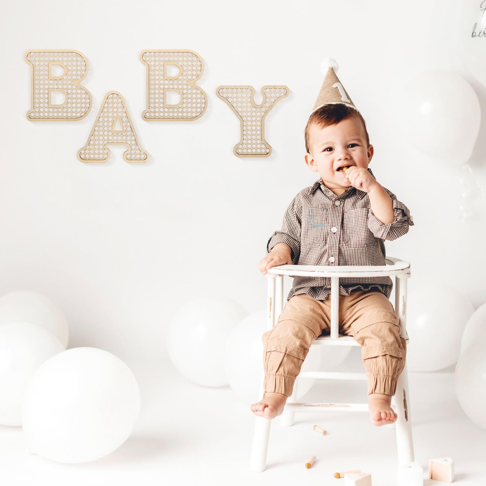 Boho rattan baby letters crafted for lasting boho decor.