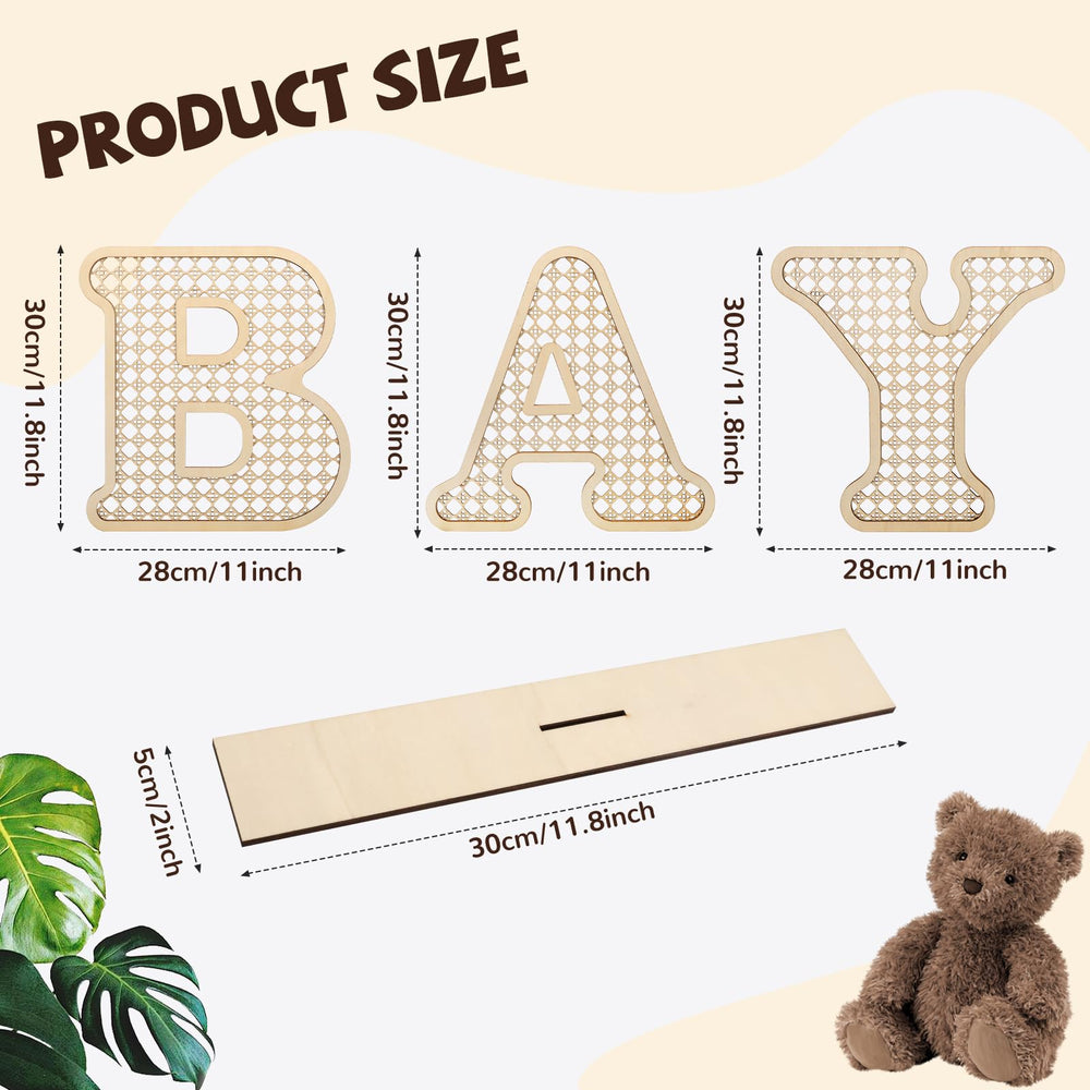 Boho rattan baby letters on nursery walls as decorative accents.