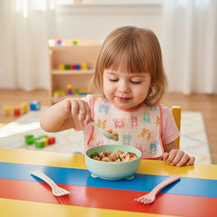 Boieo dishwasher-safe utensils for quick, kid-friendly cleanup after meals.
