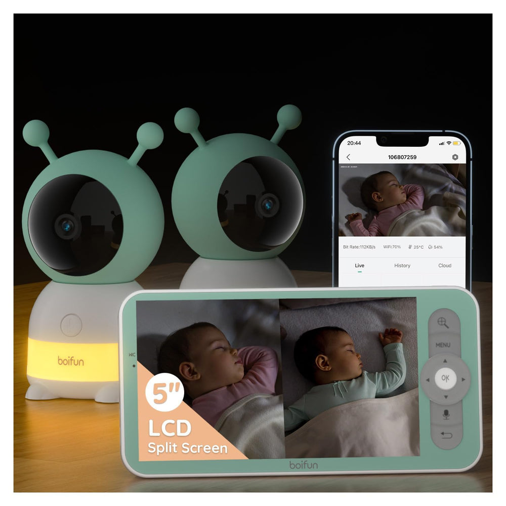 BOIFUN 2K split-screen view shows clear feeds for twins.