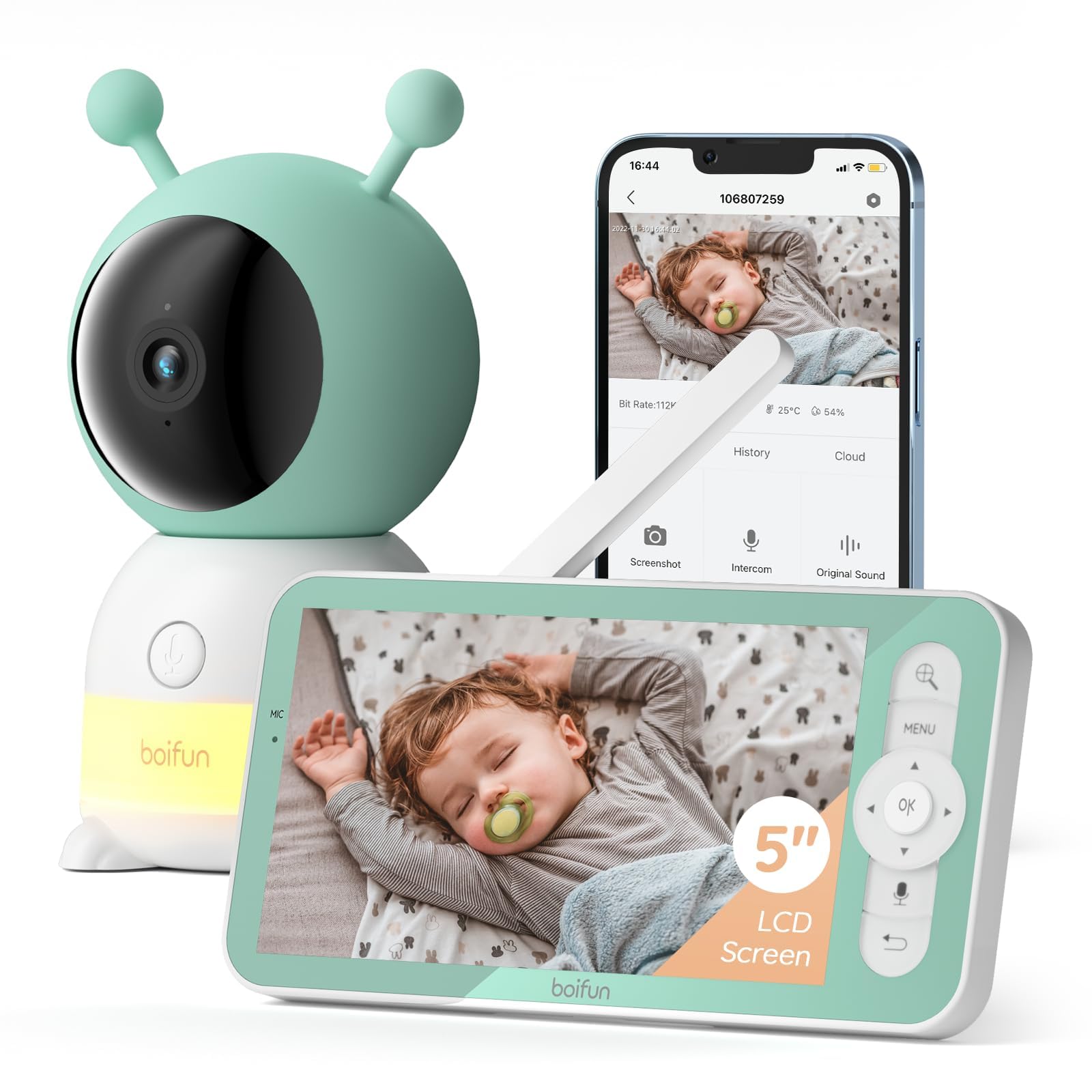 BOIFUN 2K baby monitor camera view for reliable day-night monitoring