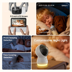 BOIFUN 360-degree camera provides full-room coverage for safer monitoring as you move.