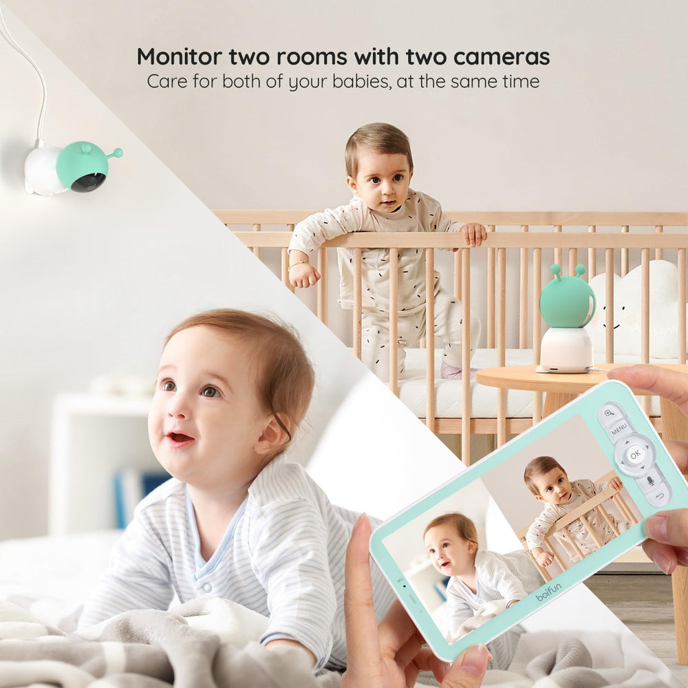 BOIFUN dual-camera setup for monitoring two rooms.