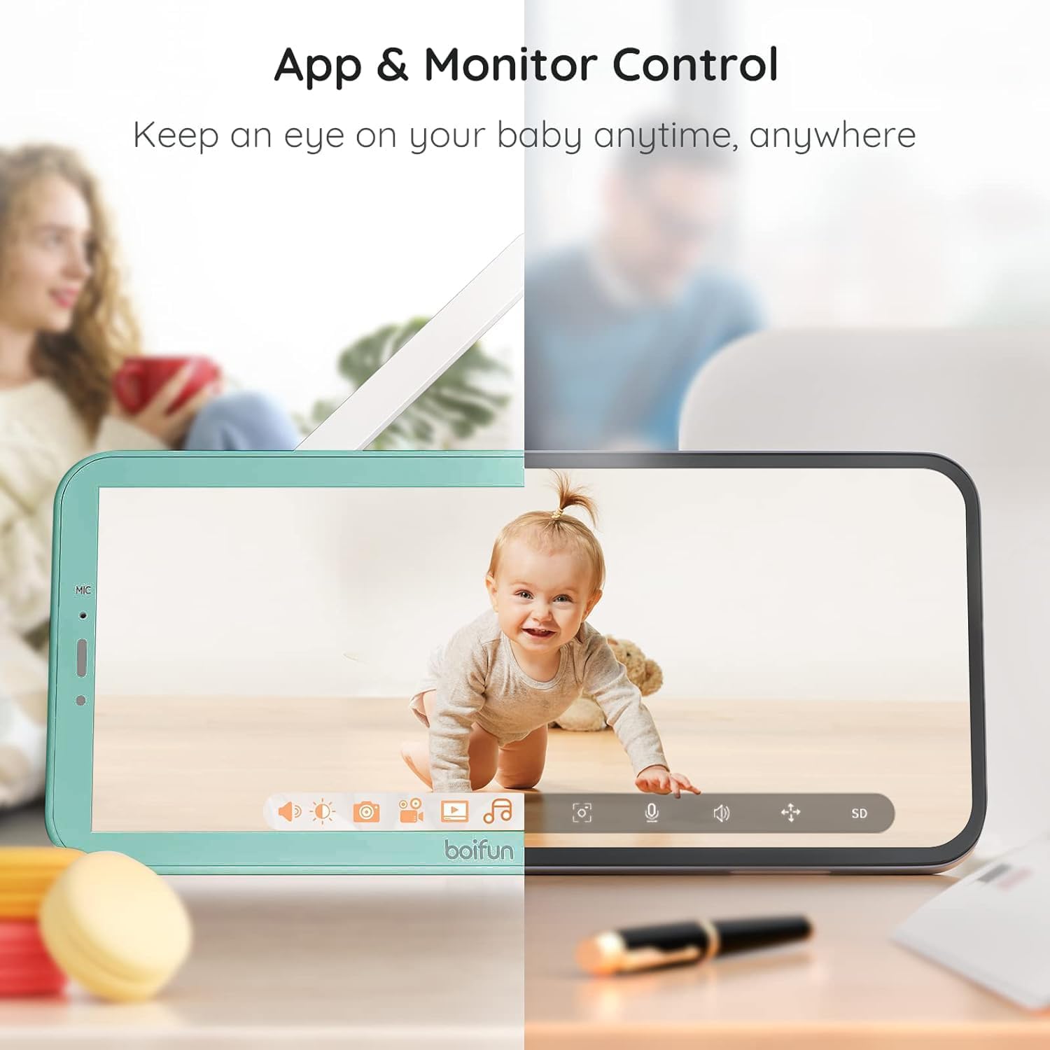 BOIFUN smart night light and lullabies create a soothing nursery.
