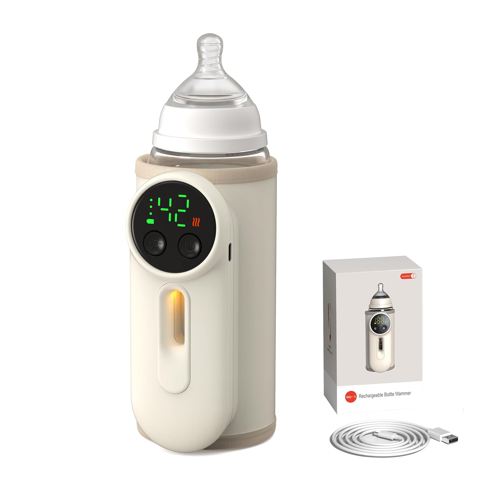 BOKASM bottle warmer close-up showing temperature control for consistent warming.