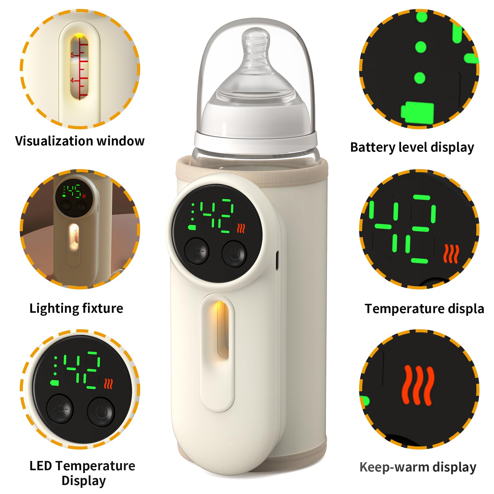 BOKASM bottle warmer package includes USB-C cable and manual.