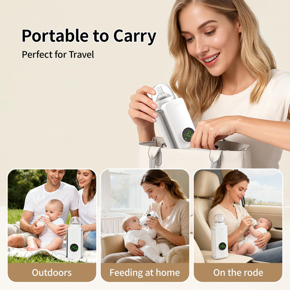 BOKASM warmer in travel setup demonstrates convenient on-the-go feeding options.