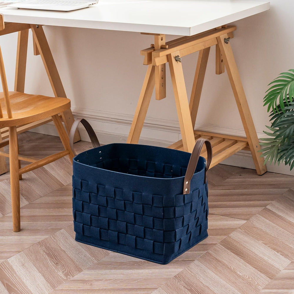 boldmonkey blankets basket navy fits cabinet storage for space-saving organization.