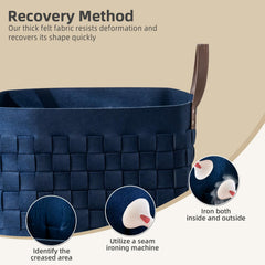 boldmonkey blankets basket navy in-bedroom setup demonstrates versatile storage for pillows and toys.