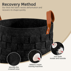 Boldmonkey felt storage closeup-03 thick felt supports shape and longevity.