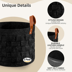 Boldmonkey laundry-basket-leather-handles-02 durable felt protects furniture while offering portable storage.