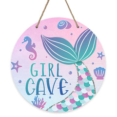 Bolisom Girl Gave Ocean Mermaid door sign shown on porch for coastal nursery charm.