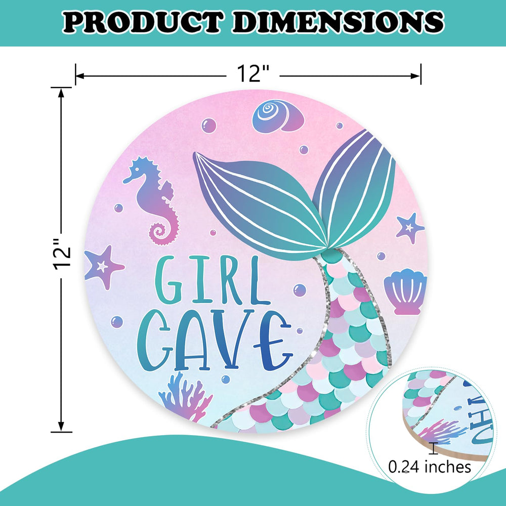 Bolisom nursery door sign in pink mermaid theme decorating a baby's room.