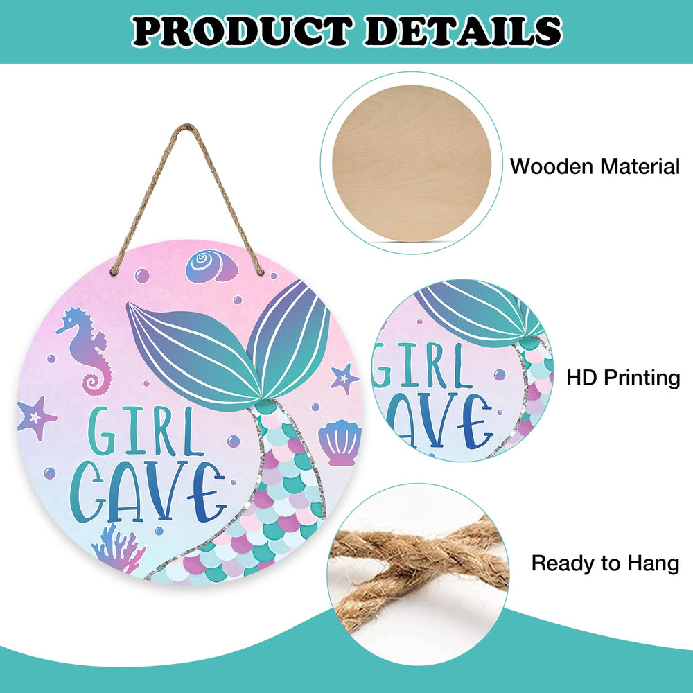 Bolisom ocean mermaid wood wreath for beachy kids room.