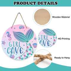 Bolisom ocean mermaid wood wreath for beachy kids room.