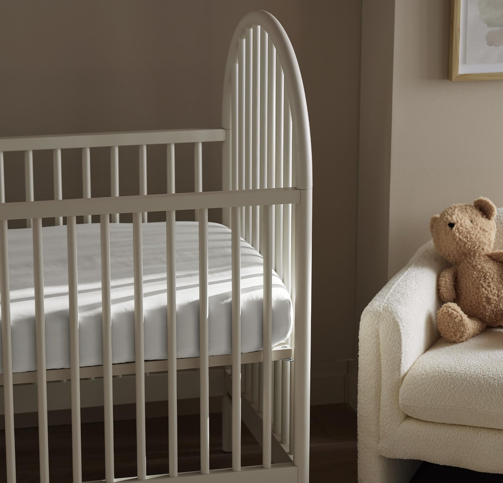 Boll & Branch Mist in a nursery setup highlights premium feel