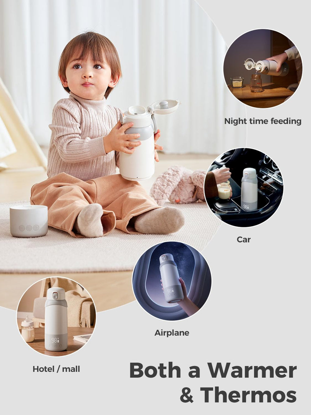 BOLOLO portable milk warmer pro reaches 98 degrees Fahrenheit for ready serve feeds.