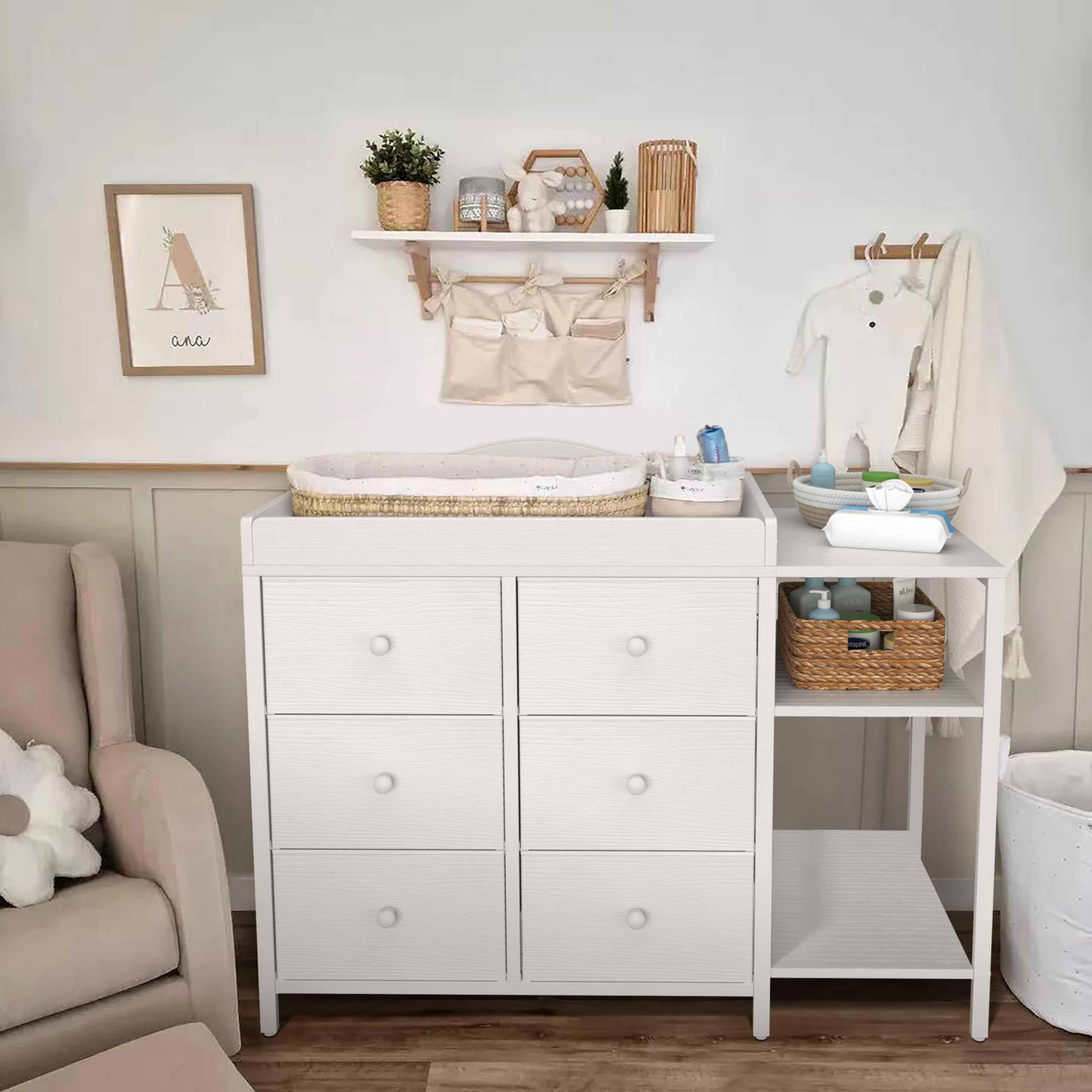 BOLUO baby dresser adjustable feet protect floors and stay stable