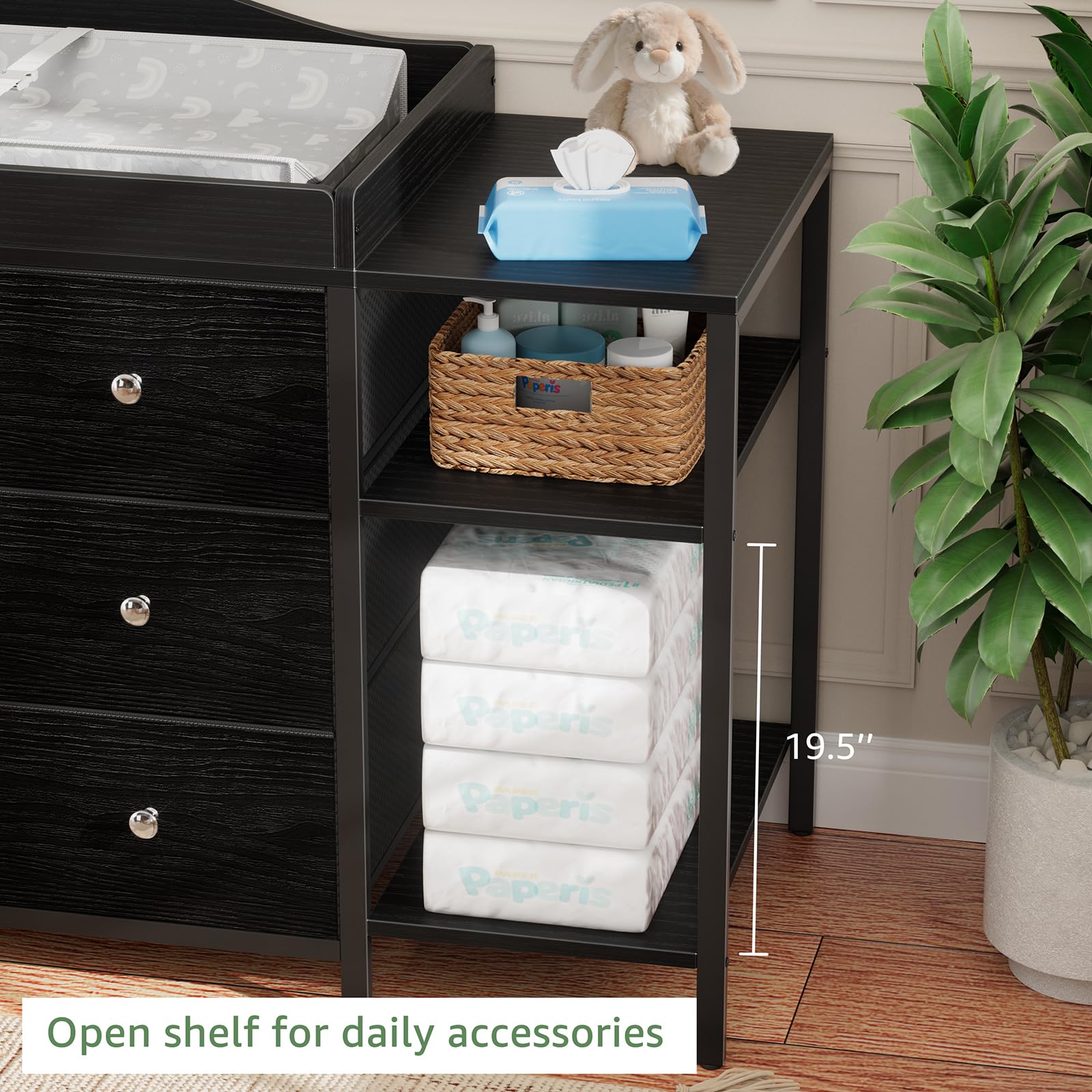 BOLUO baby dresser assembly guide image for easy setup.