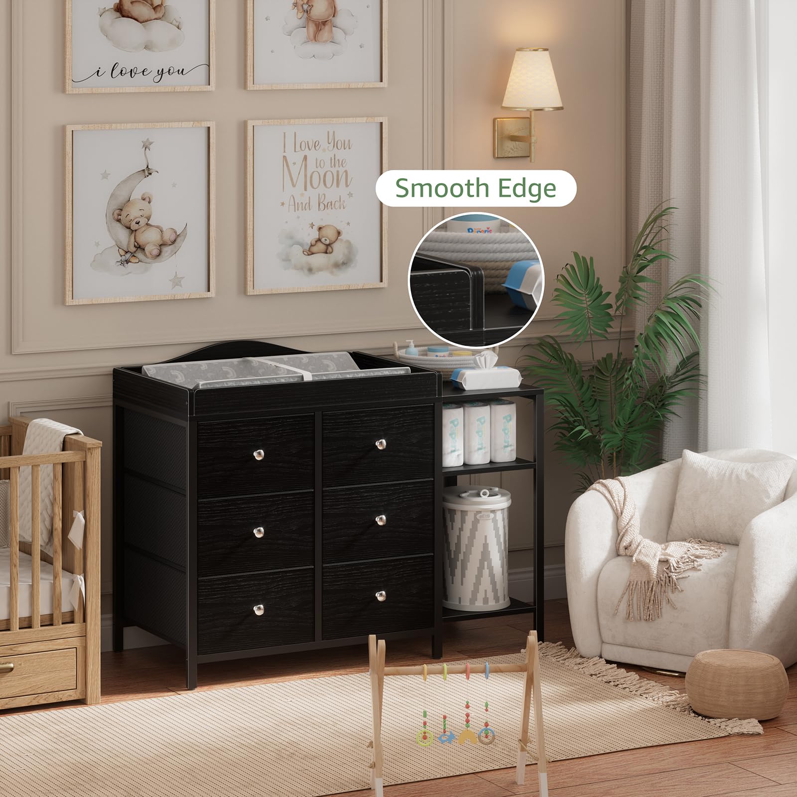 BOLUO baby dresser changing top for convenient diaper changes.