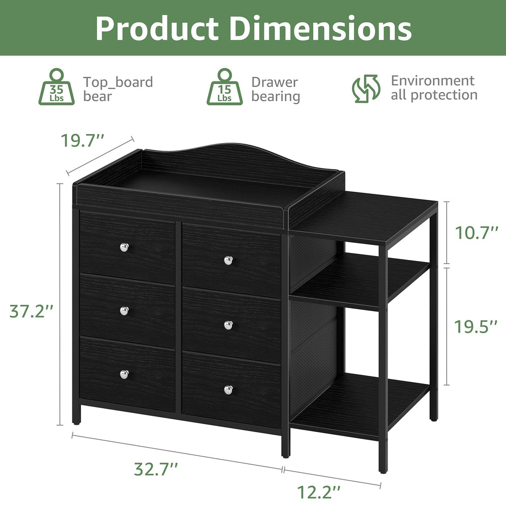 BOLUO baby dresser drawer detail highlights large storage pockets.