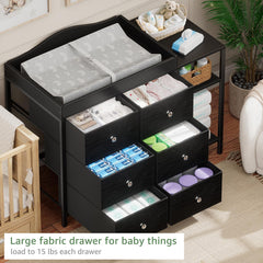 BOLUO baby dresser with open drawers for quick access to baby clothes.